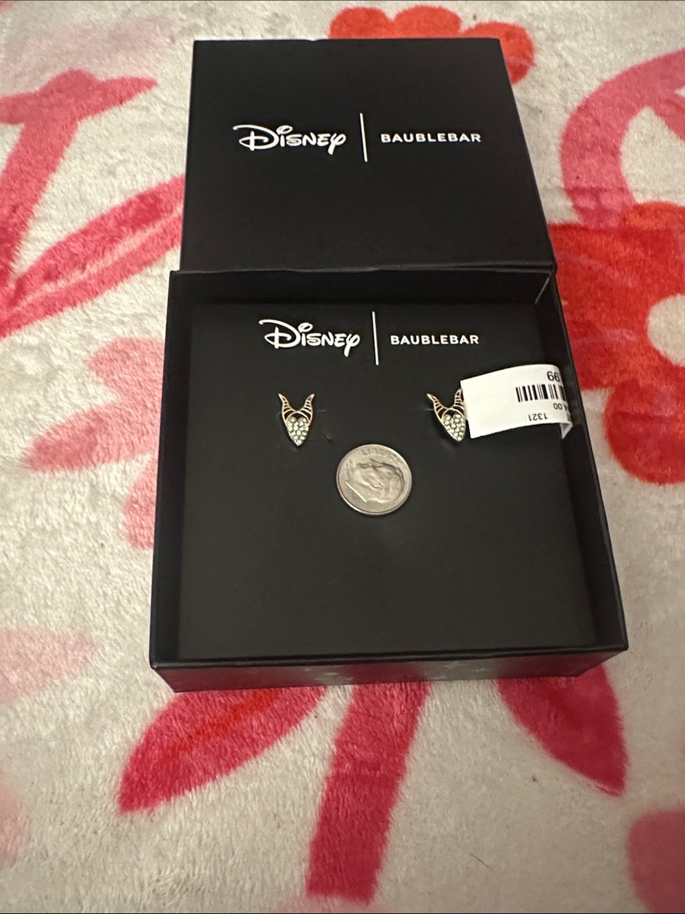 BaubleBar Disney Black and Gold malificent Stud Earrings